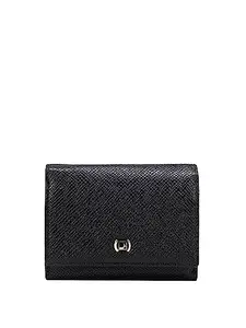 Da Milano Genuine Leather Black Trifold Womens Wallet (10028B)