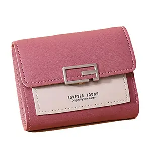 MEZON Korean Imported Tri Fold Wallet Women's Foldable Wallet Women's Mini Wallet Flip Top Card Wallet (Random Color)