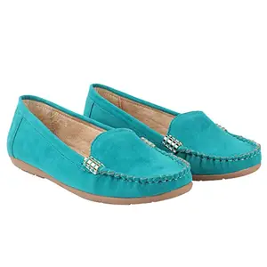 Shoetopia Women and Girls Green Loafer Shoes