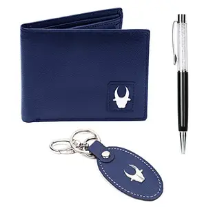 WildHorn GFTSETBOX 004 Blue Men's Wallet
