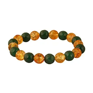 Numerology Products Green Aventurine Citrine Bracelet| Energized| Diamond Cut Crystal| 10 mm beads| Stretchable Elastic (18 cm)