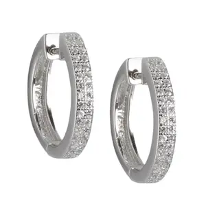 ZAVYA 925 Sterling Silver Cubic Zirconia Minimal Silver Plating Hoop Earrings | | Gift for Women and Girls | With Certificate of Authenticity and 925 Hallmark