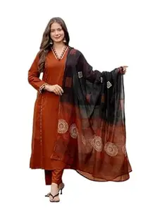 MEERA FAB Women Floral Printed Pure Cotton Straight V-Neck Kurta with Palazzos & Dupatta
