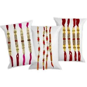 Shop Divine's Multicolor Combo of 14 Rakhi Dora Set for Men with Roli Chawal for Brother | 12 rakhi+2 Rakhi | Muliticolour | HandMade |