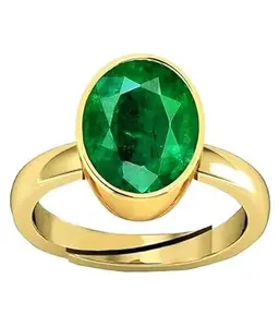 DAURAYA GEMS 7.25 Ratti 6.00 Carat Certified Natural Emerald Panna Panchdhatu Adjustable Rashi Ratan Gold Plating Ring for Astrological Purpose Men & Women