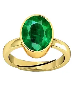 Certified Natural AA++ Quality 10.00 Carat Emerald Panna Gold Plated Astrological Purpose Adjustable Ring for Women's and Men's