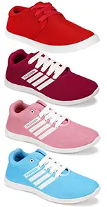 WORLD WEAR FOOTWEAR Women's (5048-5053-5054-1062) Multicolor Casual Sports Running Shoes 8 UK (Set of 4 Pair)