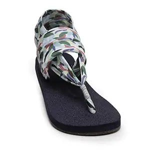 SOLETHREADS YOGA SLING| Super Soft | Comfort | Cushion | Bounce Back | Durable | Handcrafted Upper | Outdoor | flip flop Sandals for Women|UK6|Navy