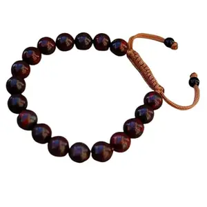 Lady Works Natural Red Jasper Threaded Bracelet 10mm Round Smooth Beads Red Jasper Adjustable Thread Bracelet. Unisex Macrame Yoga Bracelet.|LW_TDBR_1509