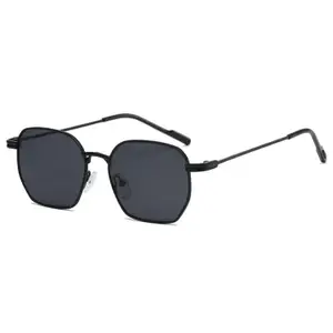 Visit the Liza Angel Store UV Protected Hexagonal Sunglasses for Men and Women (Silver-Black)