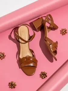 Inc.5 Women Tan Block Heels with Buckles Details