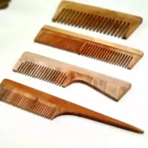 feelhigh Pack of 4 Neem Wooden Comb Set | Dandruff Remover