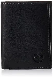 Timberland Men's Exclusive Blix Fine Leather Trifold Wallet (BLACK)