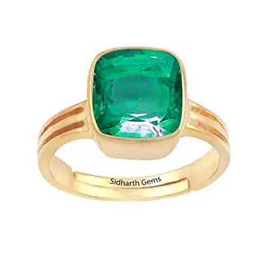 SIDHARTH GEMS 7.25 Ratti 6.00 Carat Certified Natural Emerald Panna Panchdhatu Adjustable Rashi Ratan Gold Plating Ring for Astrological Purpose Men & Women