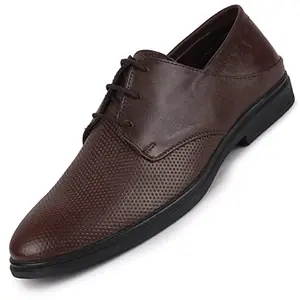 FAUSTO Men's FST KI-9022 BROWN-44 Brown Formal Leather Derby Shoes (10 UK)