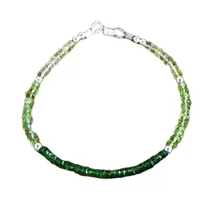 RRJEWELZ Chrome Diopside, Peridot & Lemon Quartz bracelet for men & women - 3-3.5mm Rondelle Faceted beads - 7 Inch with Silver plated clasp – Healing, Fashion, Gift, Spiritual, Yoga|LCBR_RR_07308