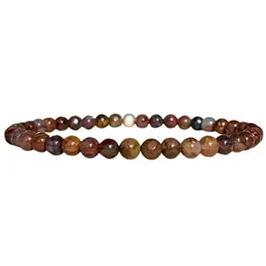 RRJEWELZ Natural Pietersite 4mm round Shape Smooth Cut Beads 7 Inch Stretchable Bracelet for Men & Women.|STBR_RR_07620_7.0