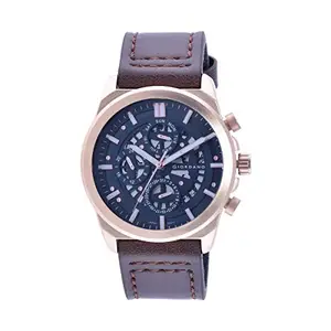 Giordano Multifunctional Blue Colour Men's Watch with Brown Band