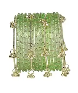 Swara Creations Kashmiri Ghungroo glass Bangles set | Viral Raindrop Multi Set for Women and Girls | Set of 16 Pcs (SKU415)