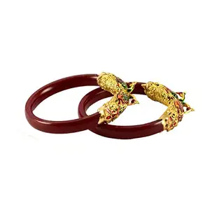 MAYA FASHION Red Gold Platted Acrylic-Brass Bangle With Very Extra Large Size Elegant Extra Large Size Bangle | Perfect Fit for Plus Size banglesTrendy and Comfortable Fit for woman and girls | (Sku-ban993)
