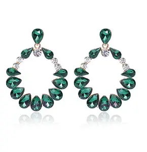 YouBella Gold Plated Crystal Floral Earrings Jewellery for Women (Green)