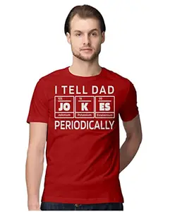 ALLEN BLACK Men's Regular Fit T-Shirt I Tell Dad Jokes Periodically 100% Cotton T-Shirt Red_ITLDDJKSPE-Red S Men Round_