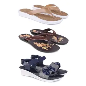 Women's Comfortable Sandal,Casual Lightweight Sandal for Everyday Wear | (COMBO-3)-1860-O21-1972-7-EURO-38