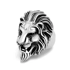 Nawani Nawani Stainless Steel Roaring Lion Head Unique Design Ring for Men and Boys