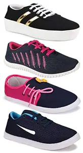 Shoefly Shoefly Multicolor (5044-1044-5026-11028) Women's Casual Sports Running Shoes 6 UK (Set of 4 Pair)