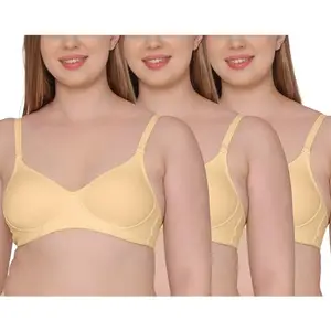Tweens - Medium Padded Cotton Rich Bra - Full Coverage, Seamless, Multiway Straps, Wirefree Everyday T-Shirt Bra (TW-1301-SK-3PC-32D) Skin