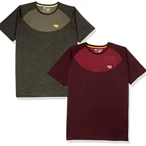 BHAJJI COMBO OF 2 T-SHIRTS SIZE 2XL(44) ROUND NECK T SHIRT B-014 MEHROON WITH ROUND NECK B-014 GREEN