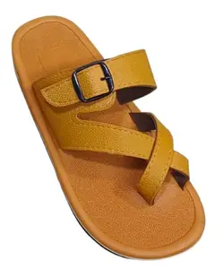 AEROMAS Men Sandal | Daily use Sandal | Home & Office Use Sandal | Flip-Flop Sandal (TAN, 6)