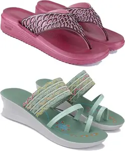 BERSACHE Extra Soft Classic Casual Flip Flops for Women with Regular wear | Ultra Soft & Flexibility Technology | Combo(PRI)-1868-1948 Multicolor