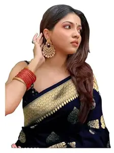Shasmi Women's Banarasi Saree Pure Kanjivaram Silk Saree Soft new ladies 2026 Design Wear Pattu Sarees Latest Cotton Party Sari collections With Blouse Piece for Wedding sadi (PARI 122)