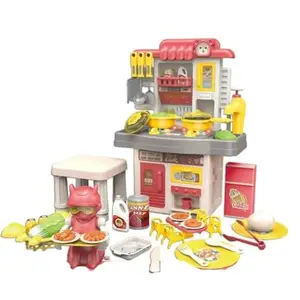 Onecado Kids Kitchen Play Set, 44 Pieces, Battery Operated with Lights and Sounds, 33x16x43 cm, Cooking Pretend Play Toys, Multicolour