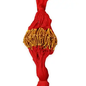 Traditional Chandan and Rudraksha Rakhi Set with Roli Chawal for Bhai Bhabhi, Gift Combo Pack of 3,5,7,9,11 (One Size, 9, Pack)