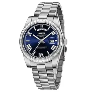 NIBOSI Watches for Men Analog Quartz Diamond Bezel Stainless Steel Dial Rose Gold Silver Mens Watch Waterproof Business Classic Dress Wrist Watch with Day Date