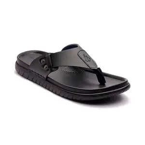 Michael Angelo Synthetic Leather Black V Strap Sandal Comfortable Slippers for Men