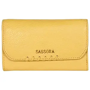 Sassora Genuine Leather Medium Yellow RFID Protected Women Wallet (10 Card Slots)