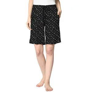 VIMAL JONNEY Women's Regular Fit Cotton Short for Gym and Home Wear-D12__PRT__1BLK__01-S Black