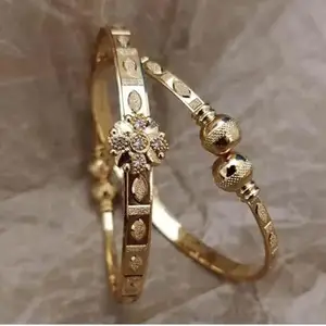 Gold Brass Diva Glittering Bracelet/Bangles for Women | Adjustable | Size 2.3 | 2 Pcs | hgnbo_B&B_2.3