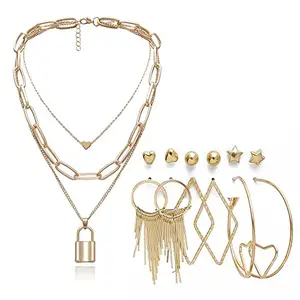 YouBella Fashion Jewellery Gold Plated Necklace and Earrings Combo Jewellery Set for Girls and Women (Gold) (Style 5)