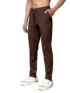 Mehrang Men's Slim Fit Formal Trousers, Black, Regular Waist with Side Pockets