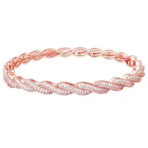 GIVA 925 Silver Rose Gold Spiral Splendour Bangle,Fixed Size|Gifts for Women and Girls | With Certificate of Authenticity and 925 Stamp | 6 Months Warranty*