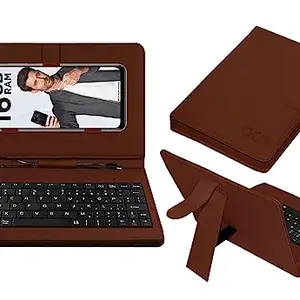 ACM Keyboard Case Compatible with Itel S23 Mobile Flip Cover Stand Direct Plug & Play Device for Study & Gaming Brown