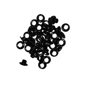 Grommet/Eyelet 0.8cms (8 mm) Antique, Black, Gold Colours for Leather, Tarpaulin, Bags, Crafts etc | Pack of 50 (Without Washer) (Black, 8mm)