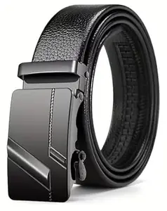 NAPA HIDE Men’s Auto Lock Vegan Leather Belt | Stylish Adjustable Buckle Belt for Formal & Casual Wear I Fits upto 40 Inches Waist size