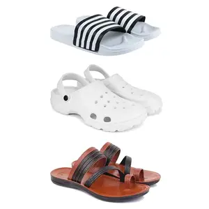 DRACKFOOT Men's Sandals | Lightweight Wear| Stylish & Easy to Wear For Men'S GR-SAN-(3-COMBO)-3026-3122-3151-10