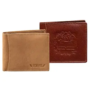 ABYS Genuine Leather Brown & Tan Wallet Combo Gift Set for Men(Pack of 2)(WCH-8519TN+8519ABDQ)