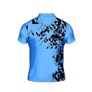 Men's Printed Polyester Sports T-Shirt (Blue)